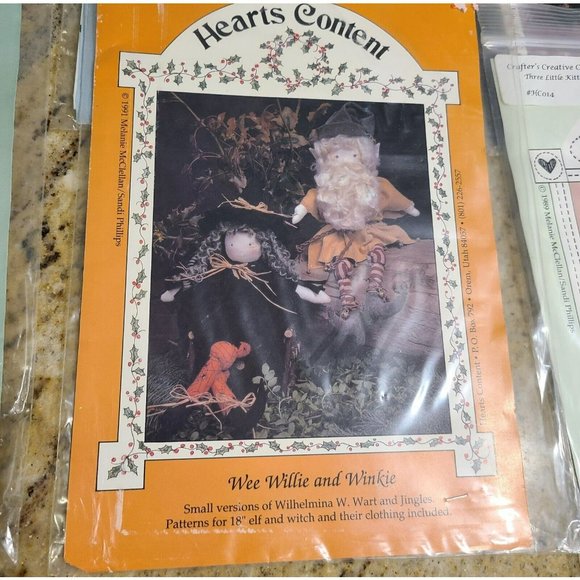 Vtg Hearts Content SEWING Doll PATTERNS Lot of 6. Wilhelmina Wee Willy Kittens - Picture 3 of 8